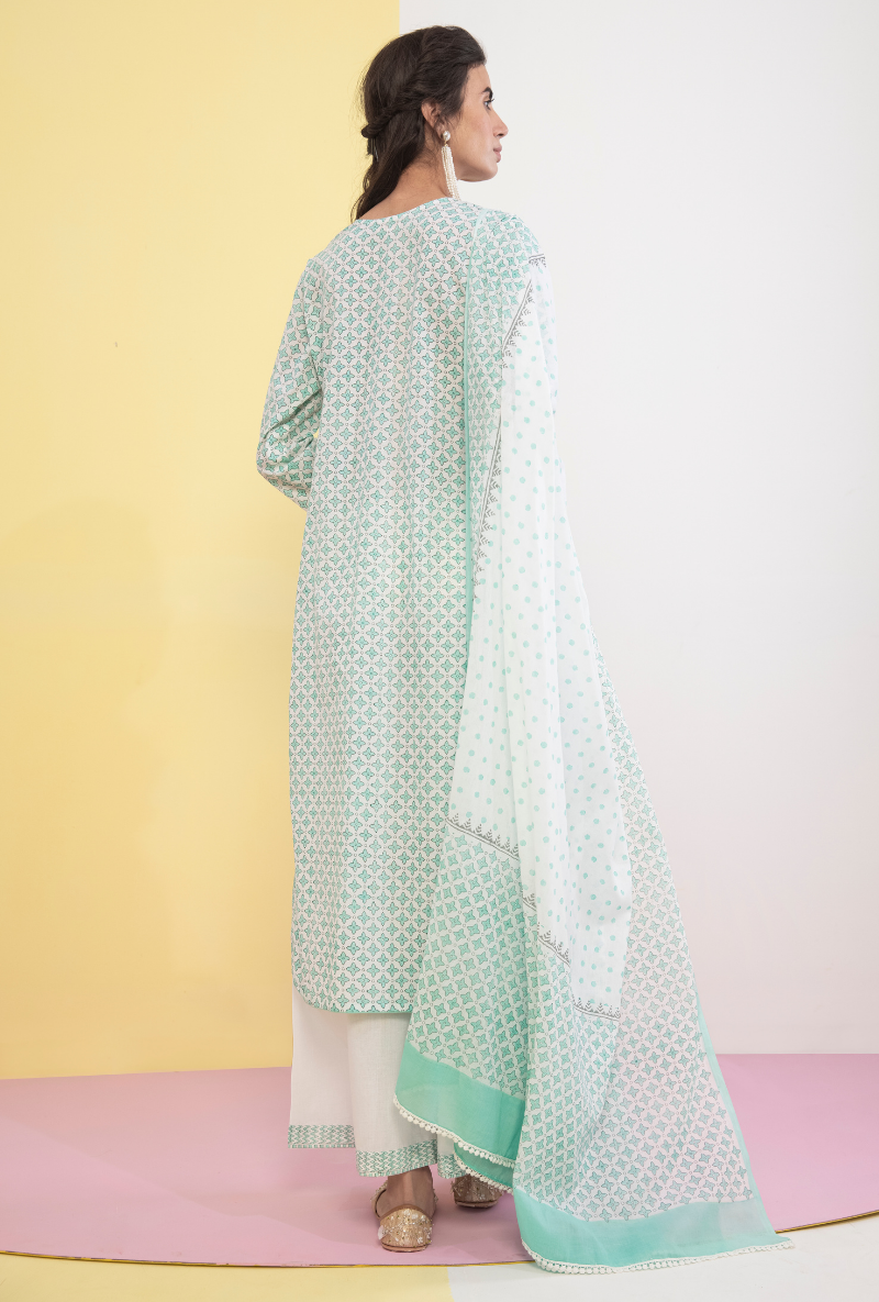 Aqua Cotton Candy Straight Kurta Set