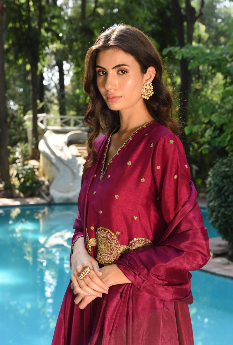 Wine Mandala Kurta Set