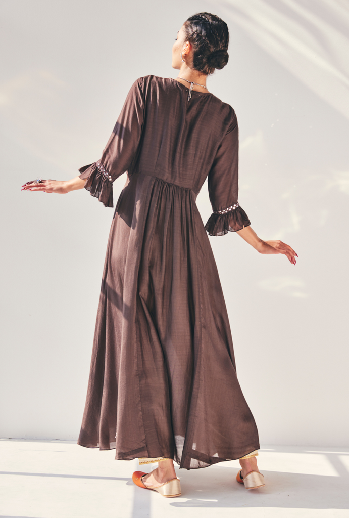 Brown Ajrakh Fiza Kurta Set