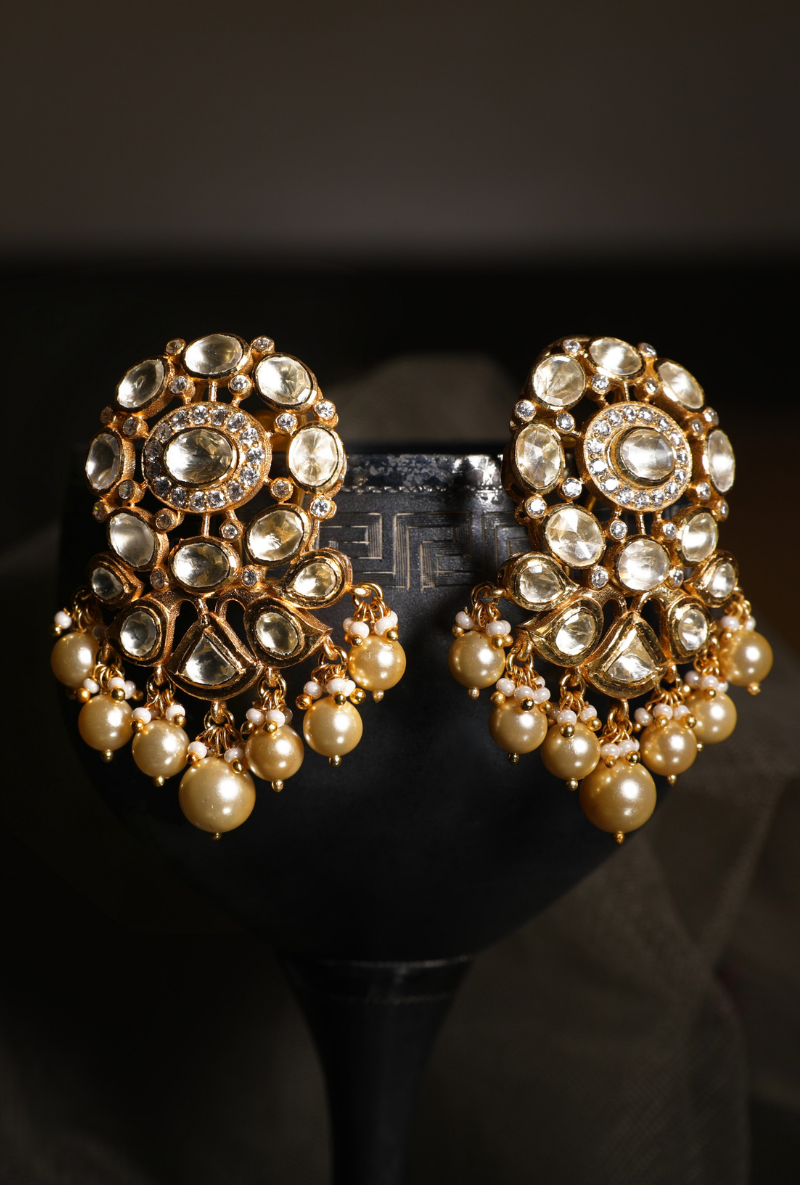 Gold Plated Silver Earrings With Fresh Water Pearl Drops