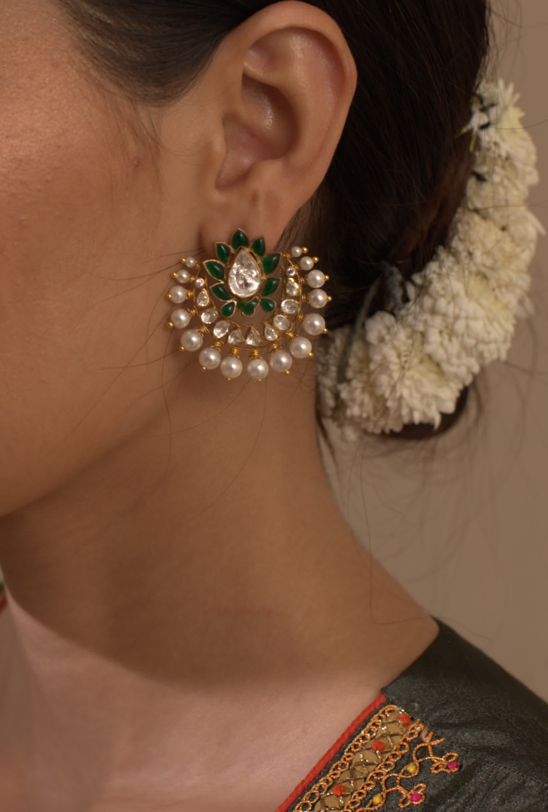 Green stone studs deals