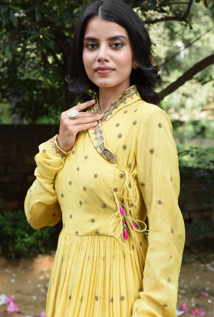 Yellow Gul Anarkali Set