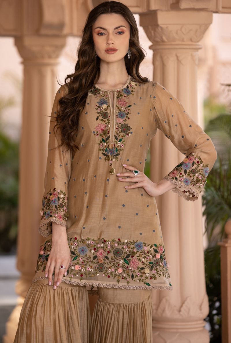 Beige Orchid Sahiba Gharara Set