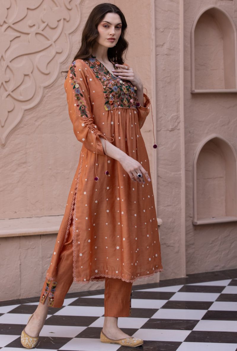 Peach Orchid Frockstyle Sahiba Kurta Set