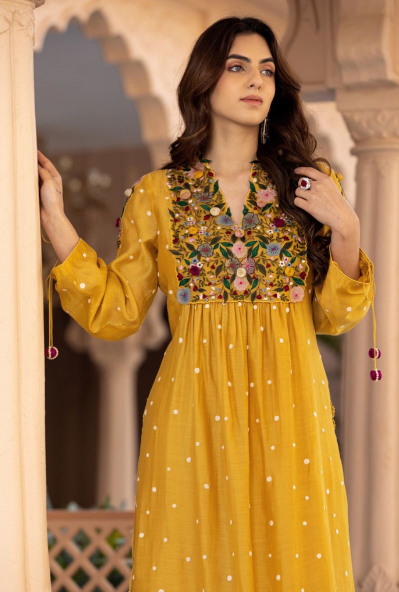 Yellow Orchid Frockstyle Sahiba Kurta Set