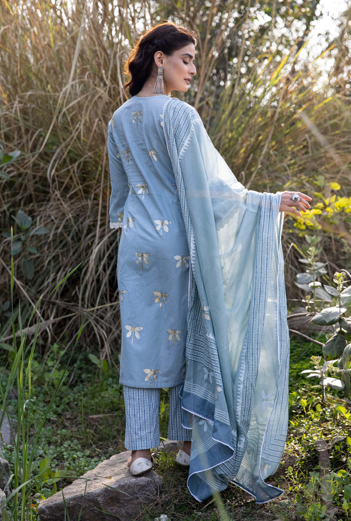 Blue Titlie Straight Kurta Set