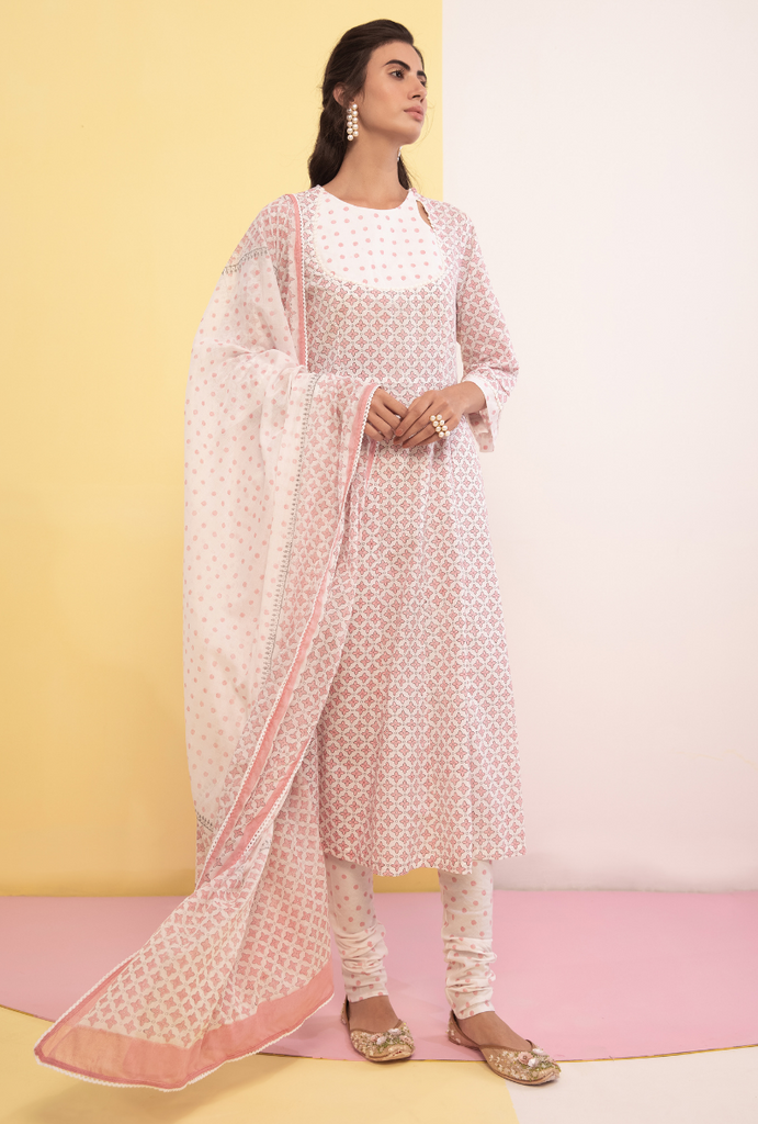 Pink Cotton Candy Anarkali Kurta Set