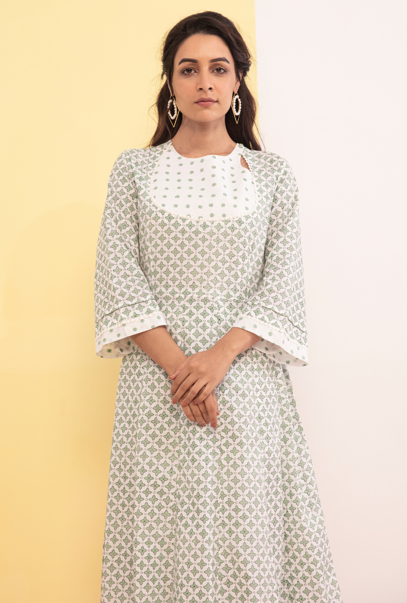 Green Cotton Candy Anarkali Kurta Set