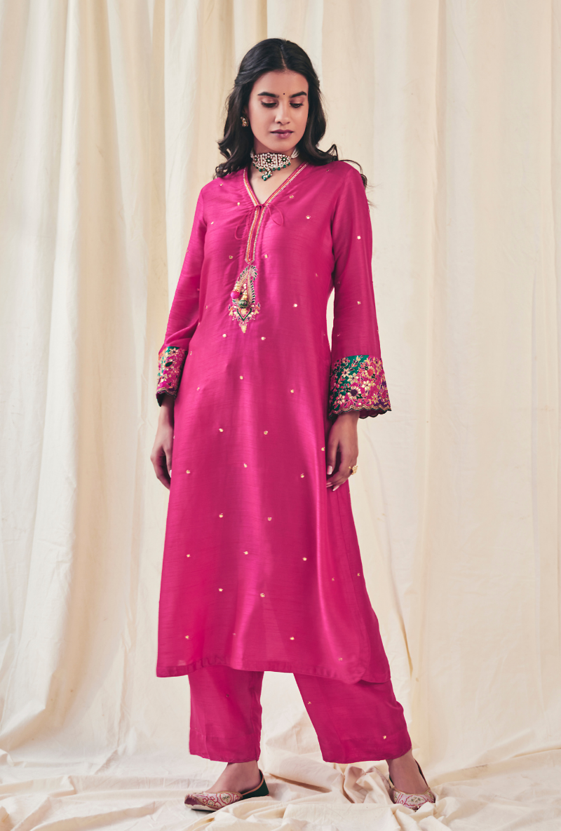 Rani Pink Gota Paisley Meera Kurta Set