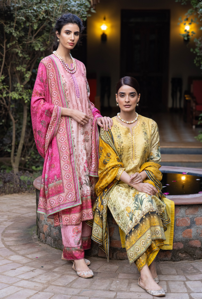 Pink Mirror Work Malang Kurta Set