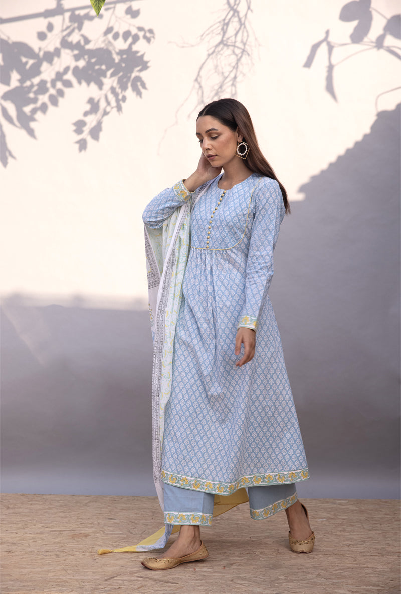Blue Gather Maya Kurta Set