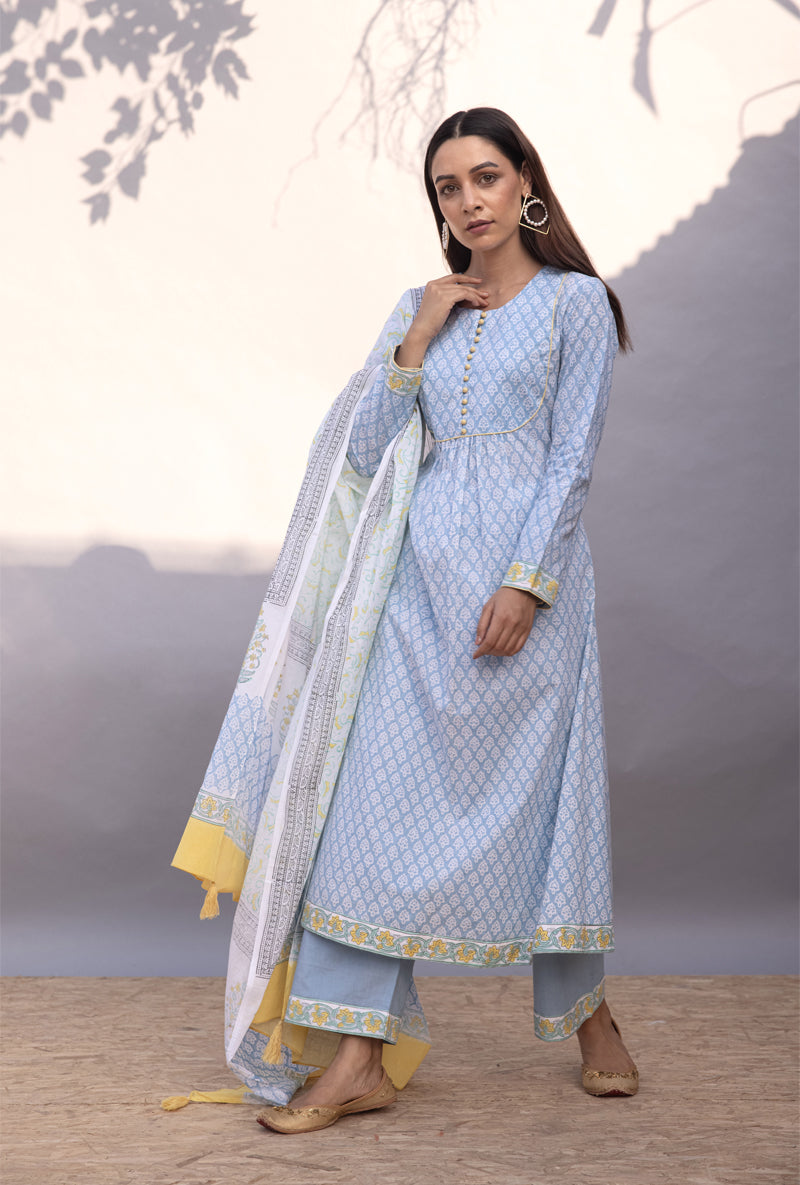 Blue Gather Maya Kurta Set