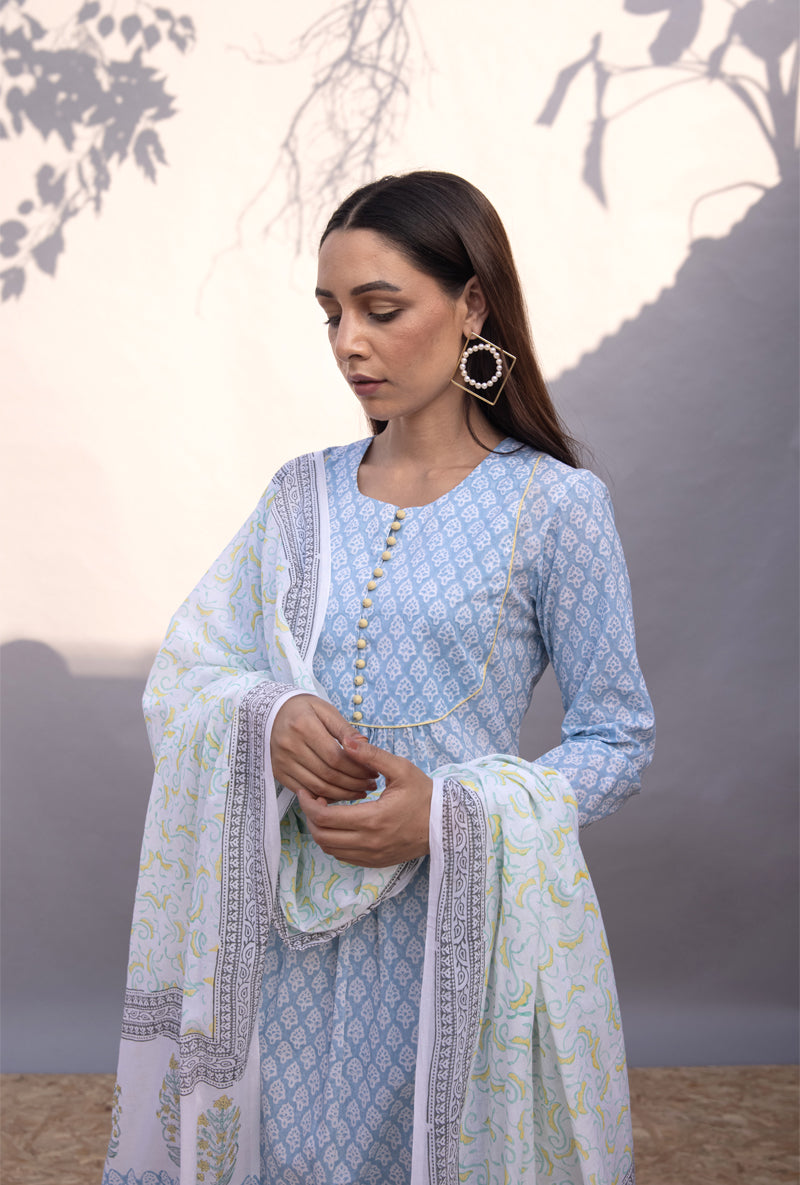 Blue Gather Maya Kurta Set