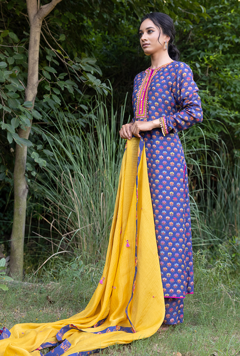 Blue Classic Neckline Amaaya Kurta Set
