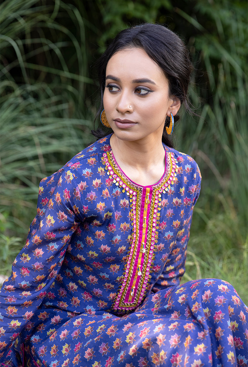 Blue Classic Neckline Amaaya Kurta Set