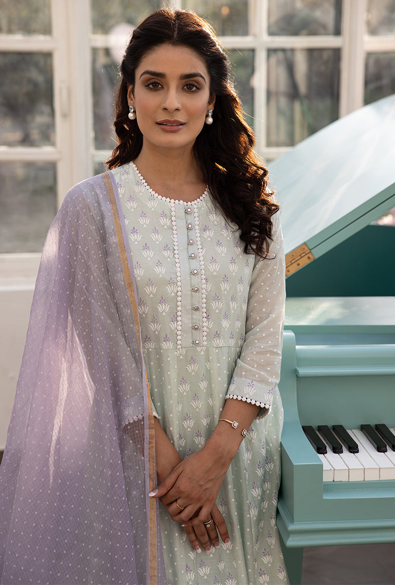 Mint Green A-line Aisha Kurta Set