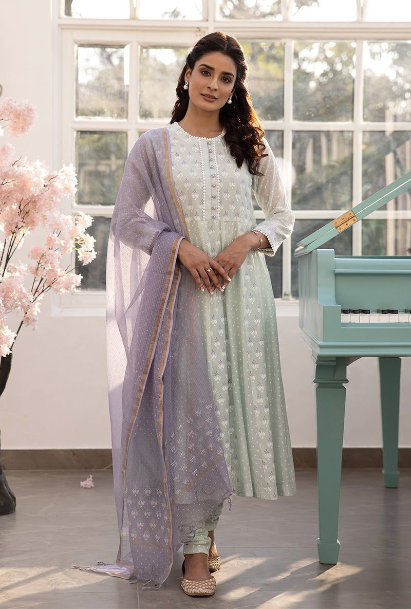 Mint Green A-line Aisha Kurta Set