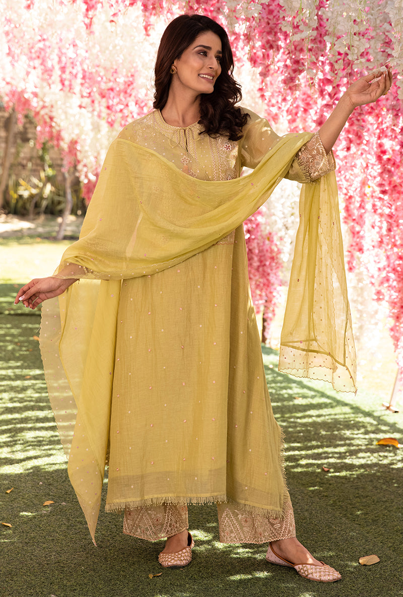 Mint Green Thread Jaal Square Neck Aafreen Kurta Set