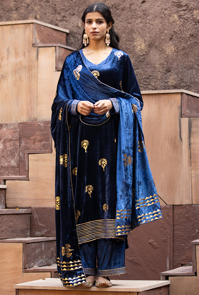 Navy Gota Ruhaani Kurta Set