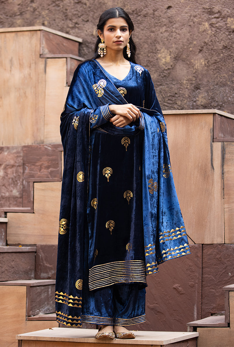 Navy Gota Ruhaani Kurta Set