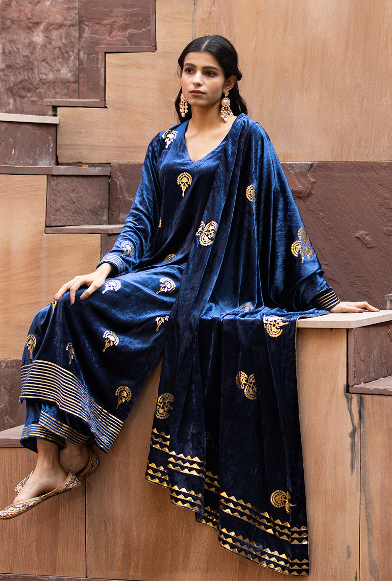 Navy Gota Ruhaani Kurta Set