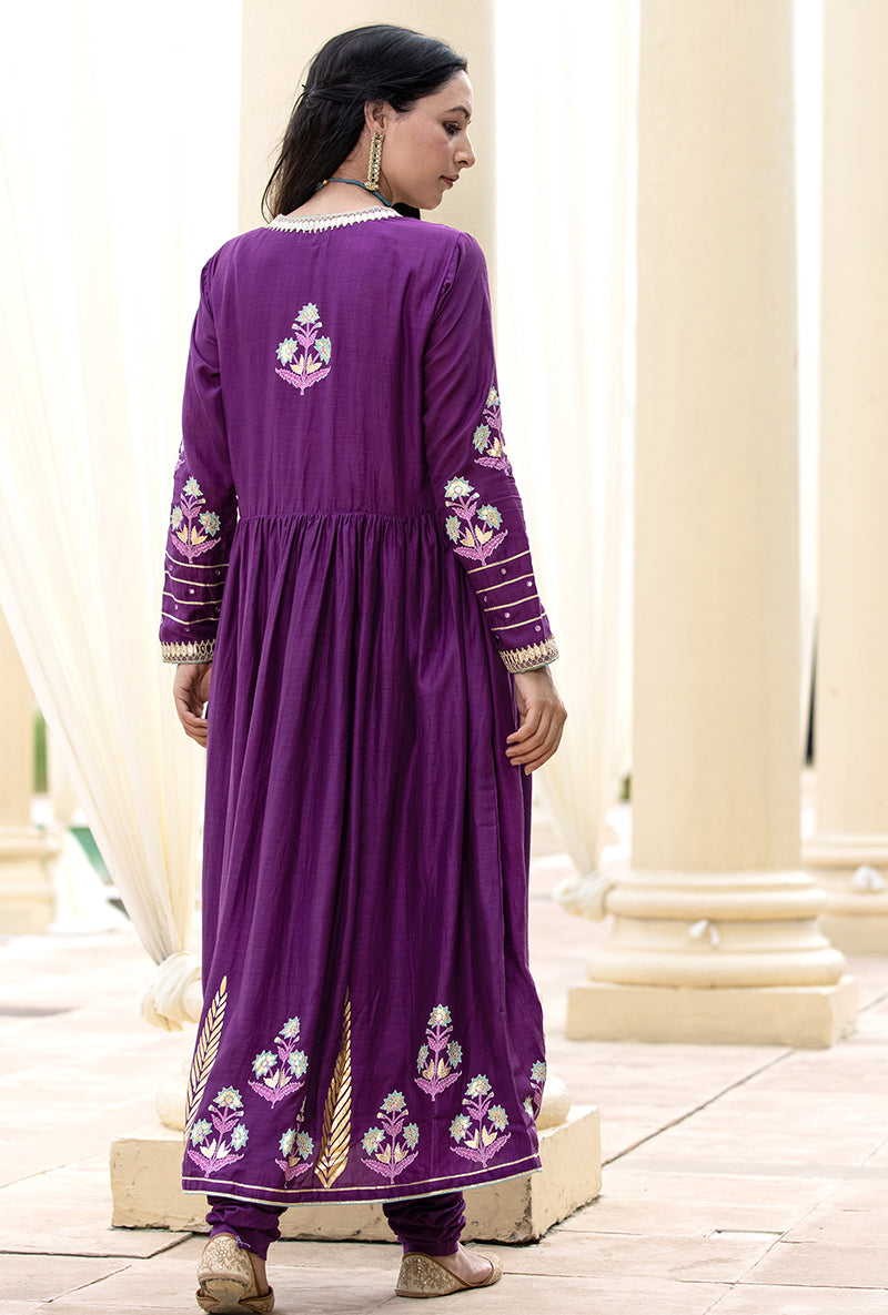 Purple Mirror Yoke Haseena Kurta Set