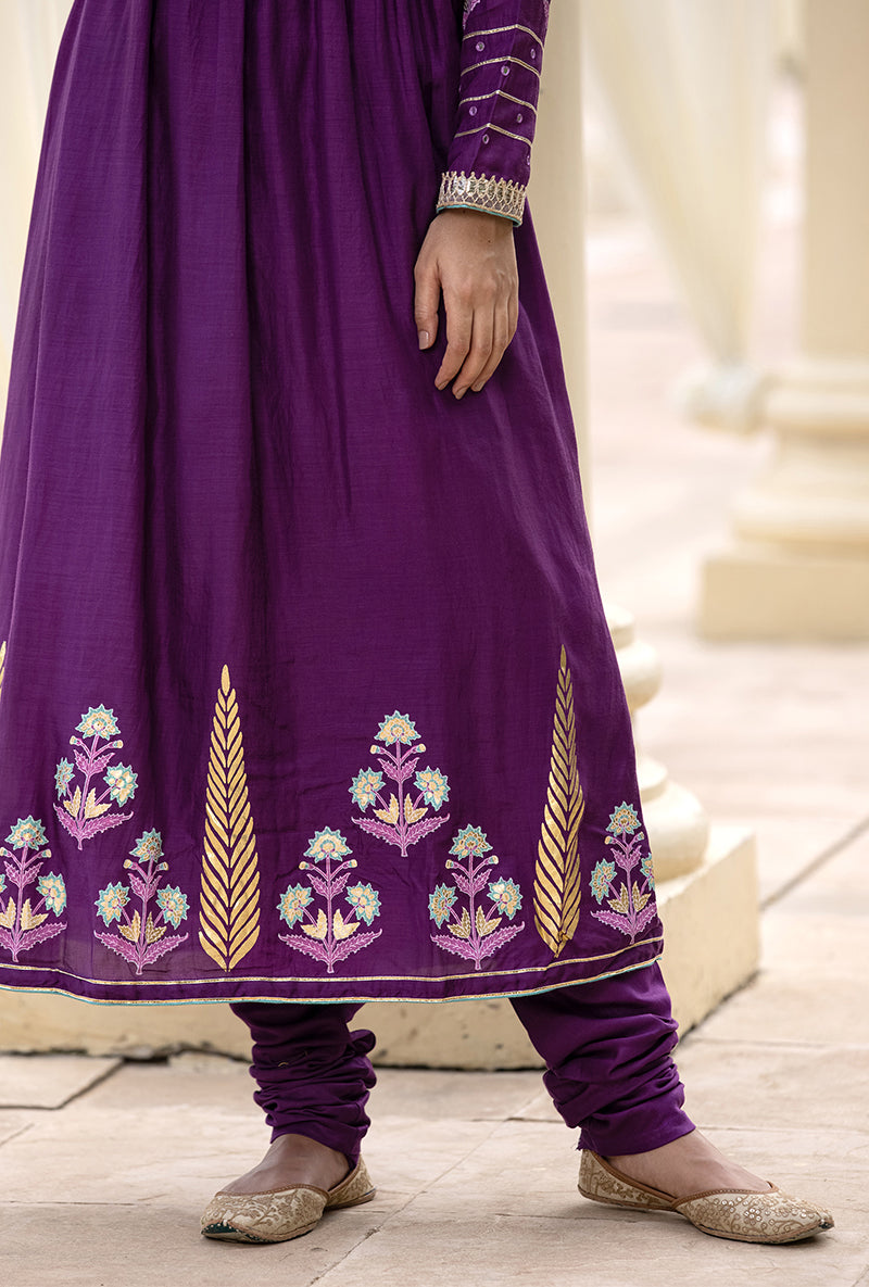 Purple Mirror Yoke Haseena Kurta Set