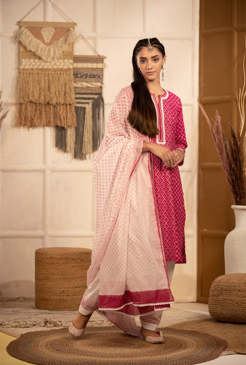 Rani Pink Bandhej Salwar Set