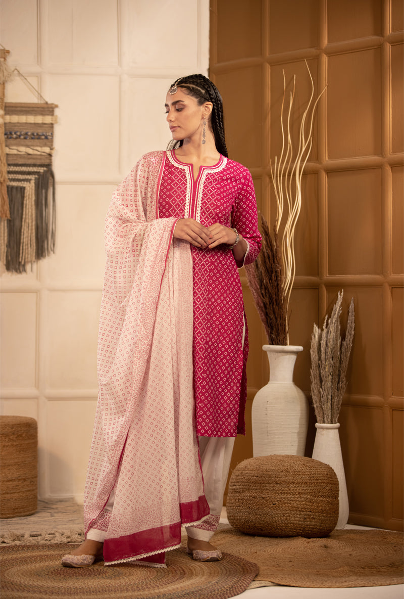 Rani Pink Bandhej Salwar Set