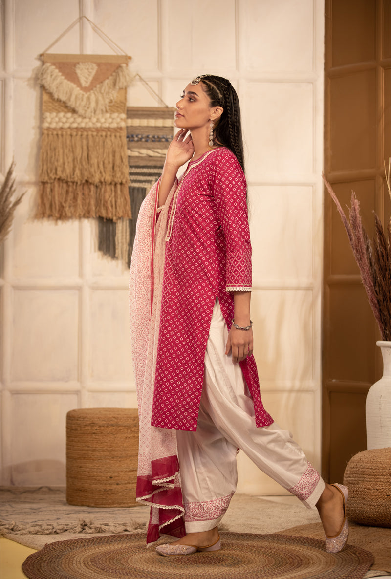 Rani Pink Bandhej Salwar Set