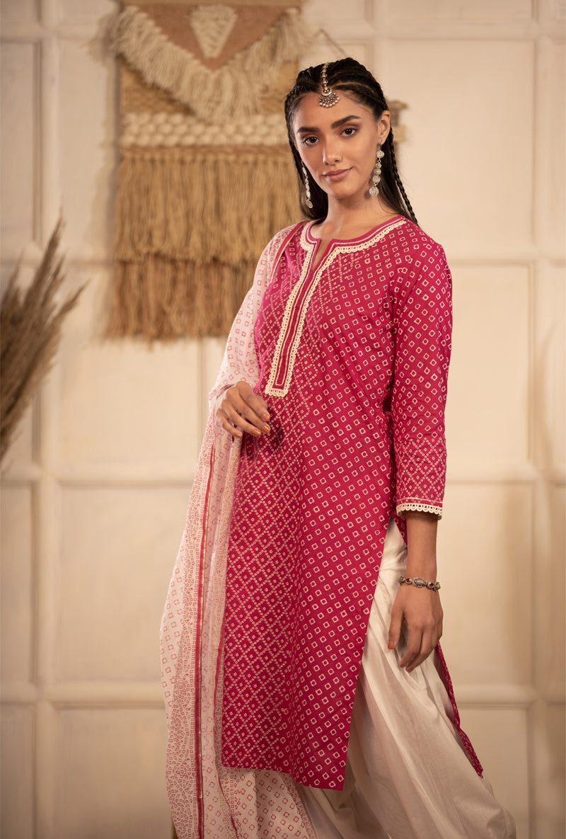 Rani Pink Bandhej Salwar Set