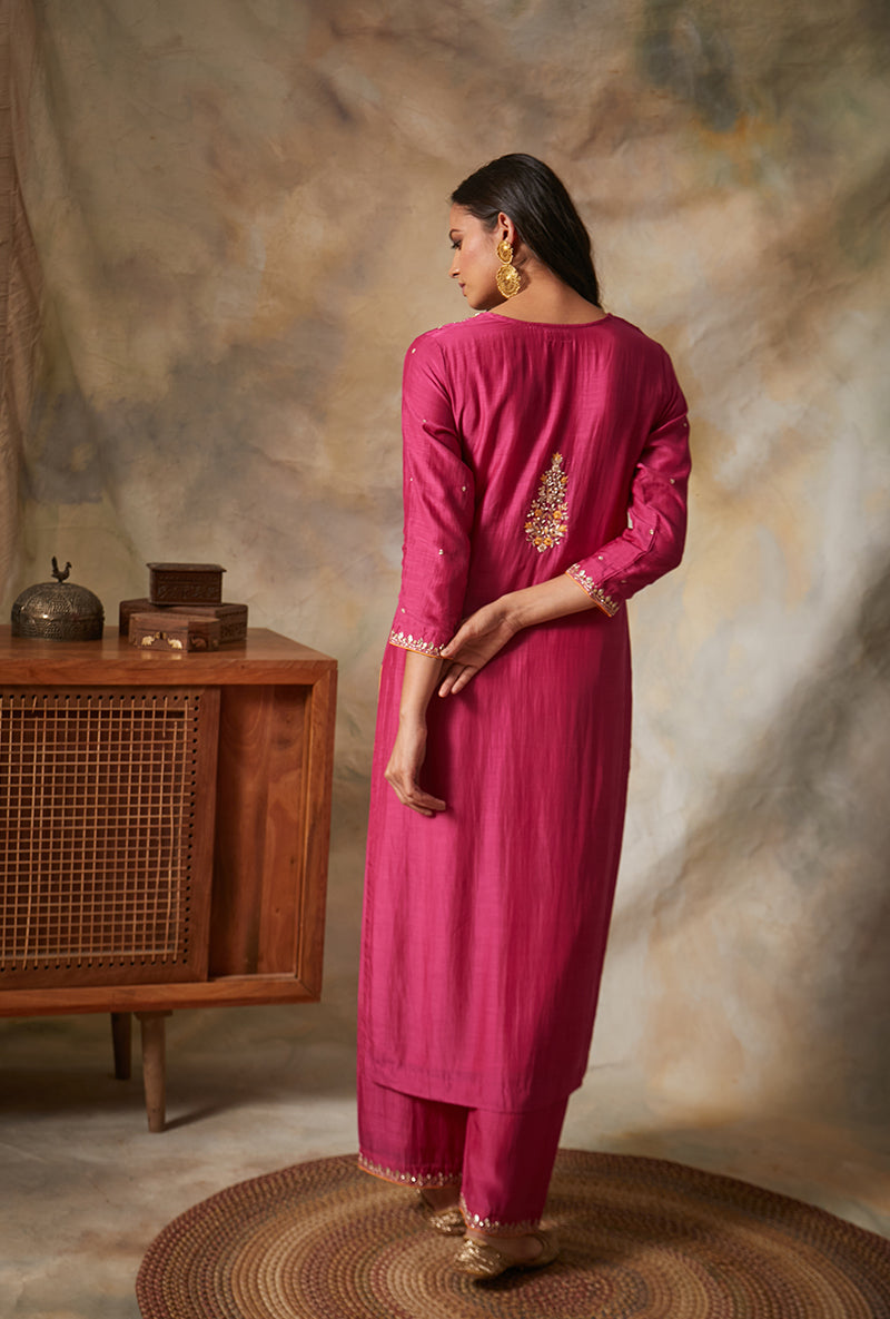 Rani Square Yoke Mahi Kurta Set