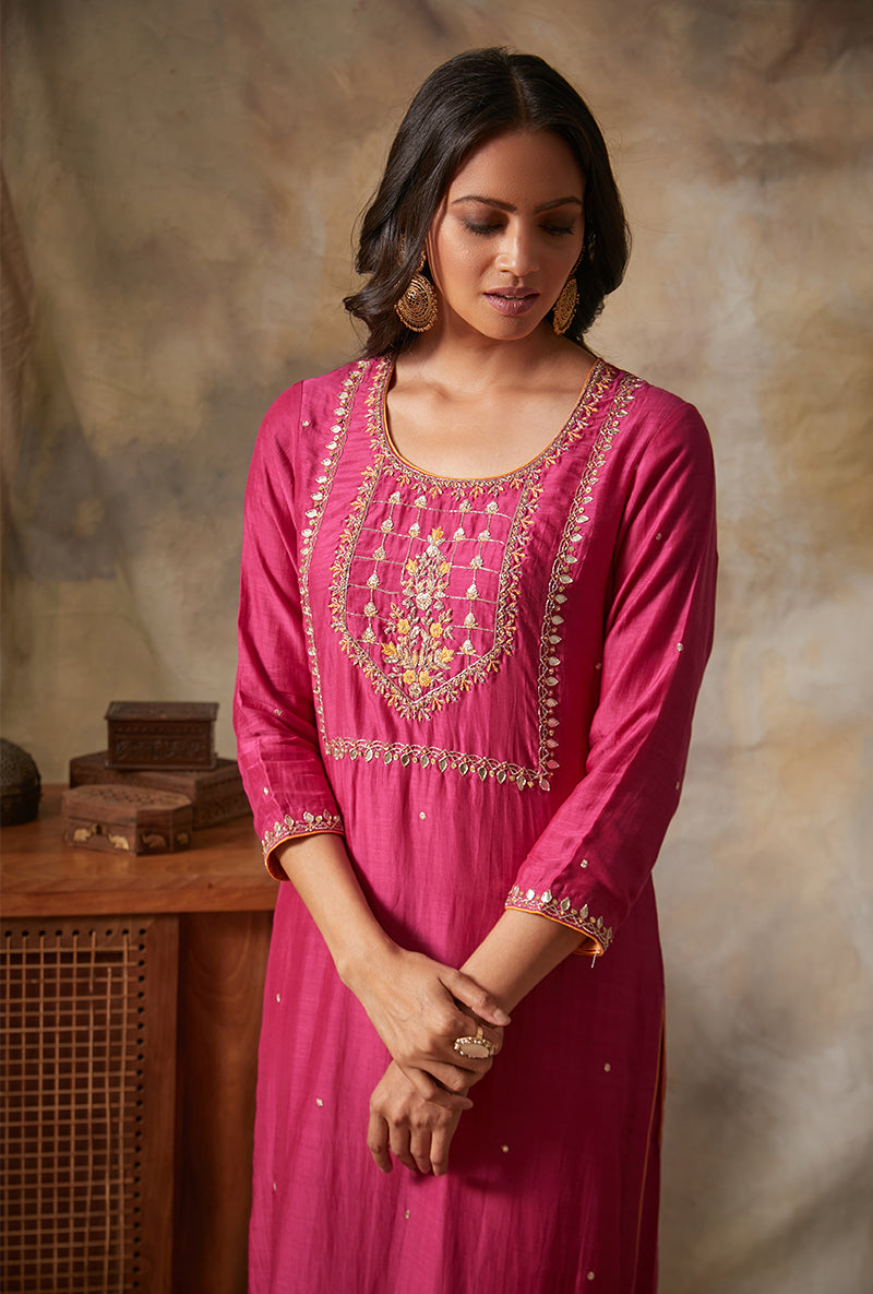 Rani Square Yoke Mahi Kurta Set