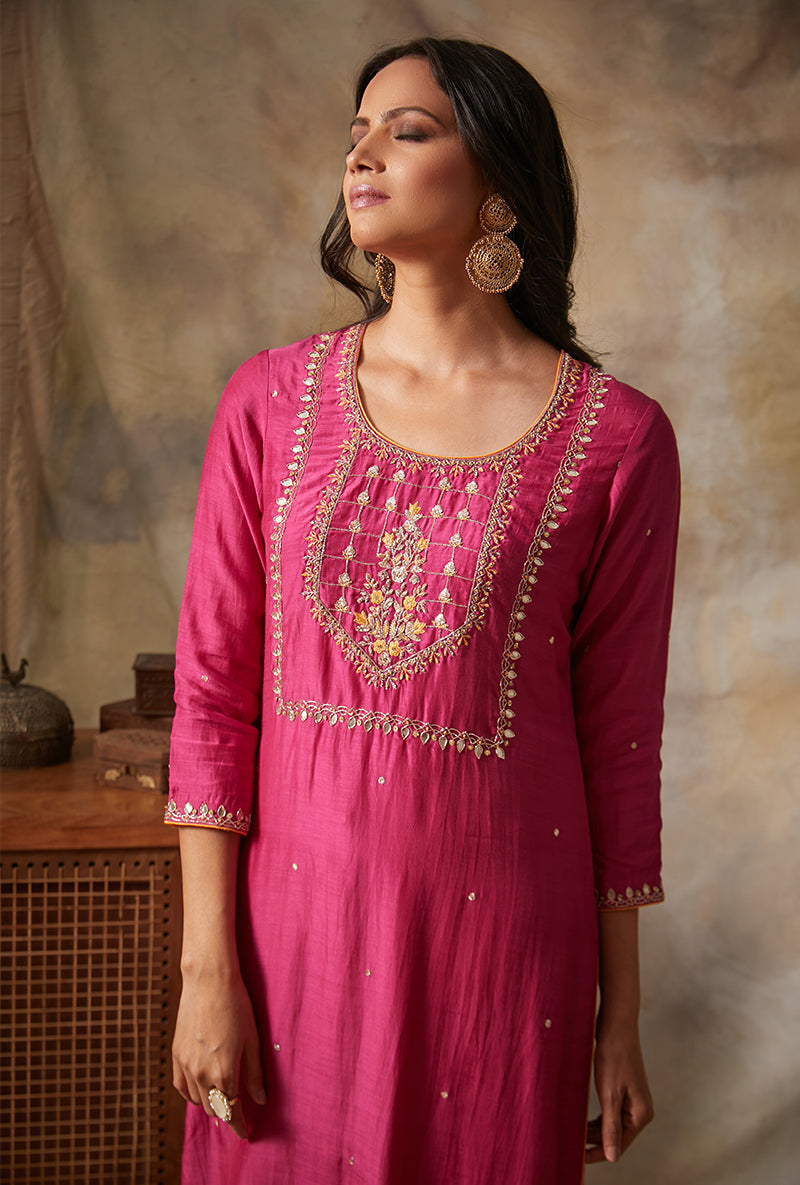 Rani Square Yoke Mahi Kurta Set
