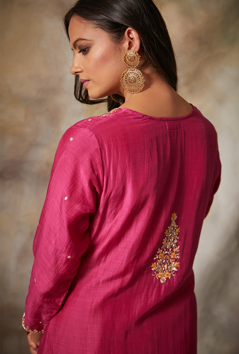 Rani Square Yoke Mahi Kurta Set