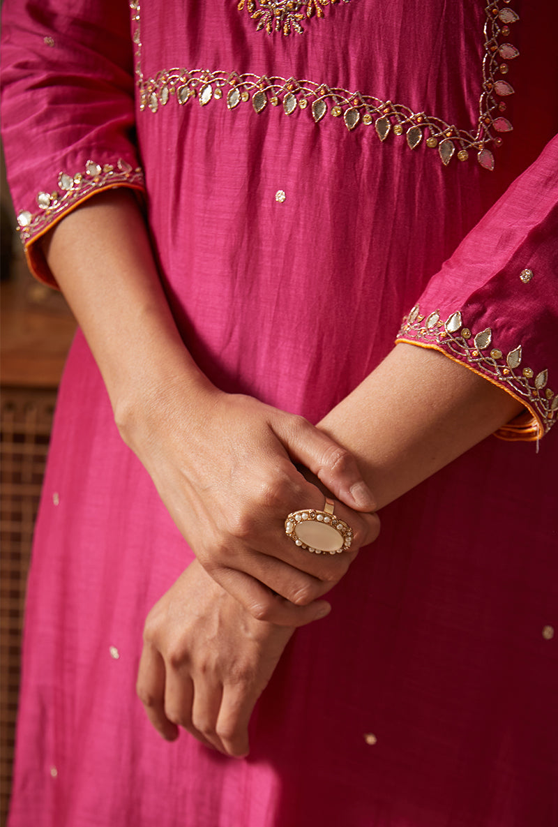 Rani Square Yoke Mahi Kurta Set
