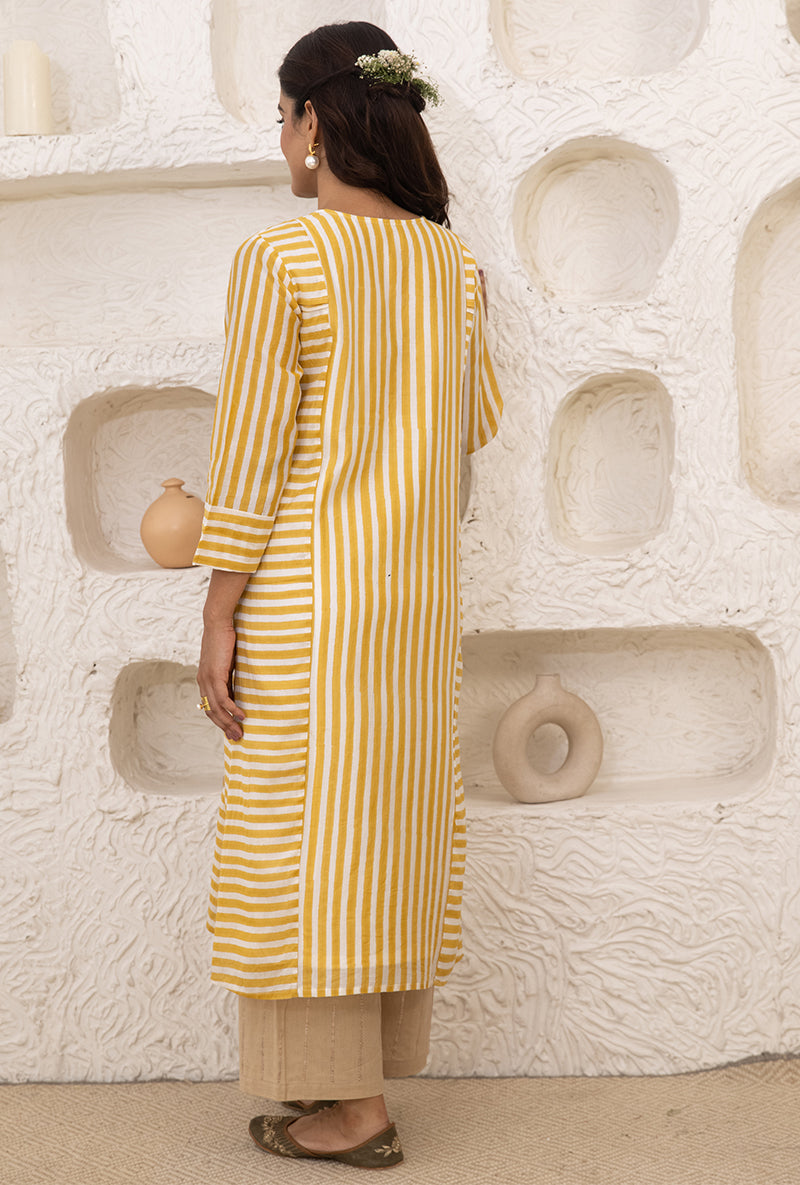 Yellow Button Stripe Tahira Tunic