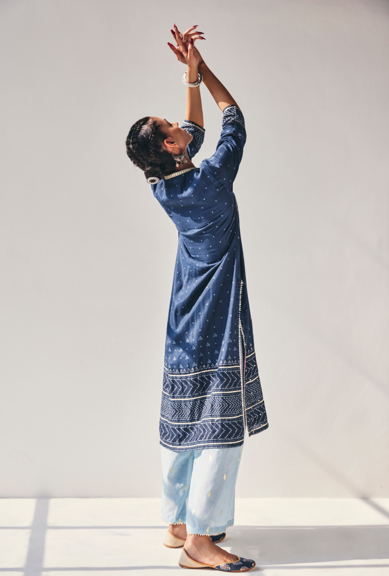 Blue Fiza Yolk Kurta Set