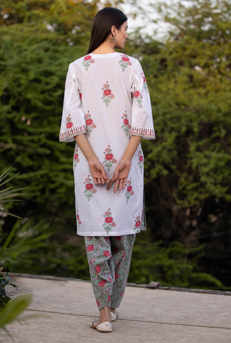 Ivory/Grey Pankhuri Salwar Kurta Set