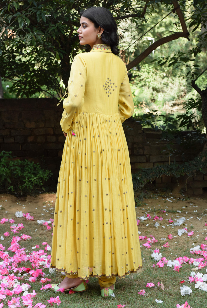Yellow Gul Anarkali Set