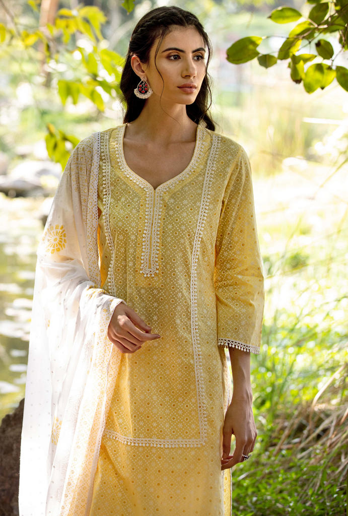 Yellow/Ivory Titlie Salwar Kurta Set