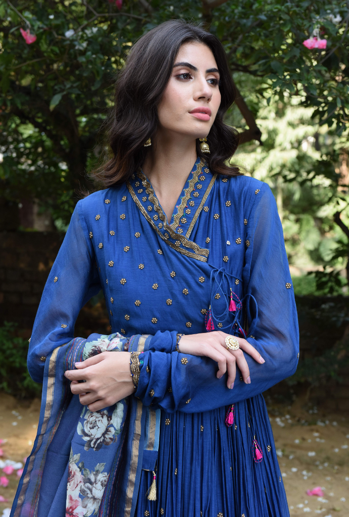 Blue Gul Anarkali Set