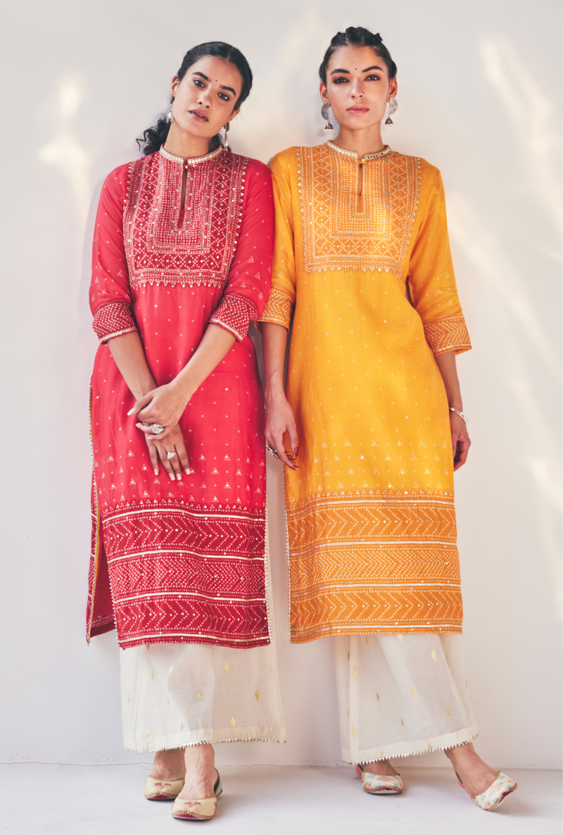 Pink Fiza Yolk Kurta Set