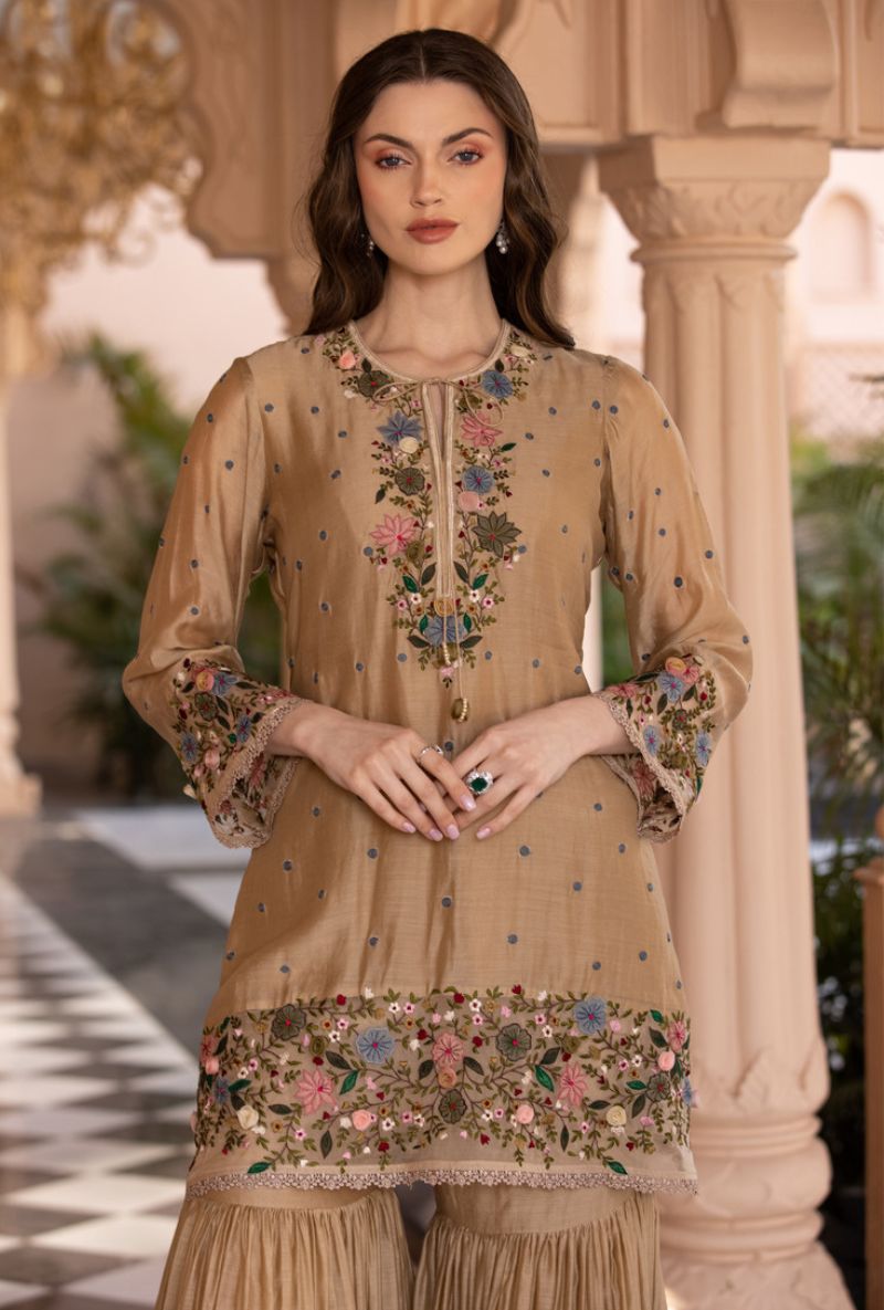 Beige Orchid Sahiba Gharara Set