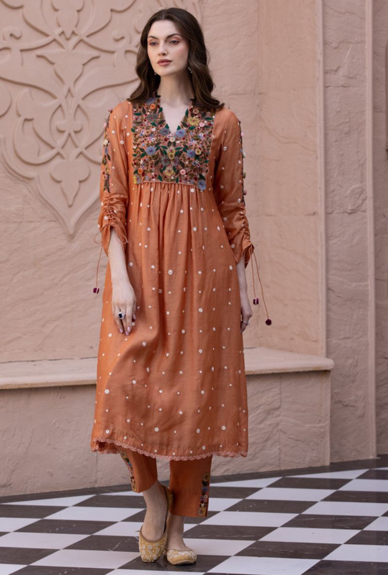 Peach Orchid Frockstyle Sahiba Kurta Set