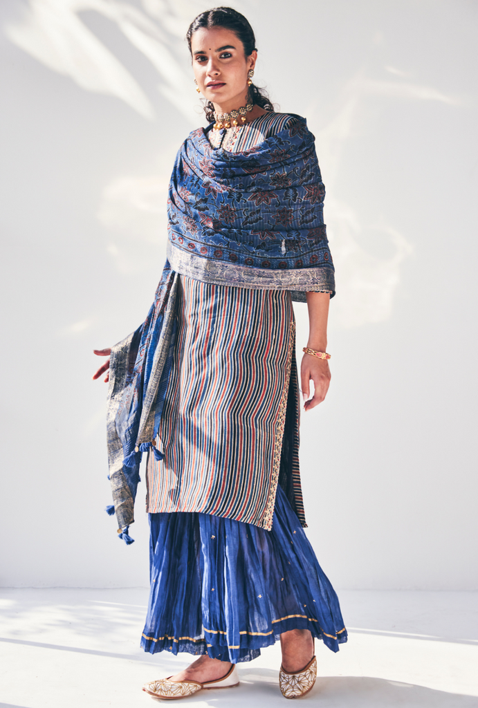 Blue Stripes Fiza Kurta Set
