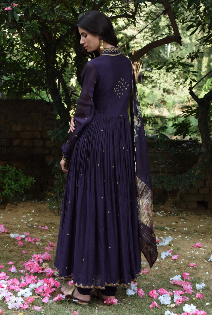 Purple Gul Anarkali Set