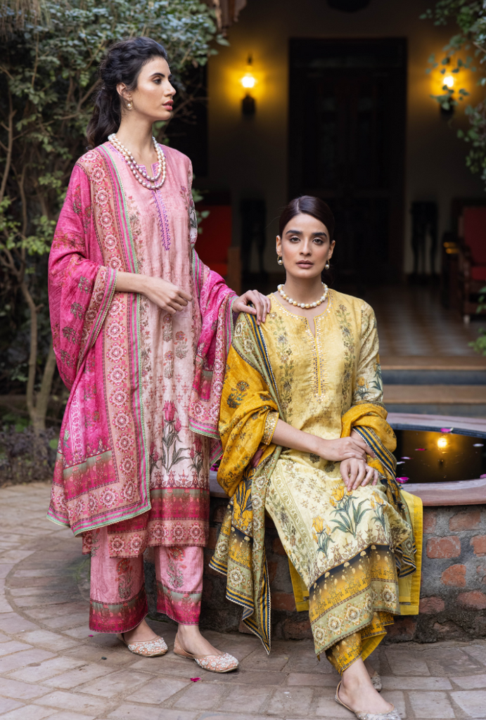 Pink Mirror Work Malang Kurta Set