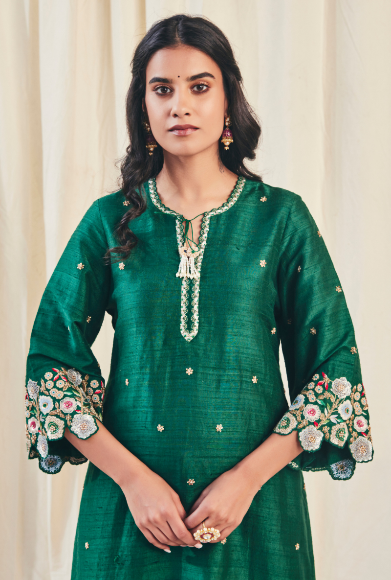 Green Pearl Cutwork Meera Kurta