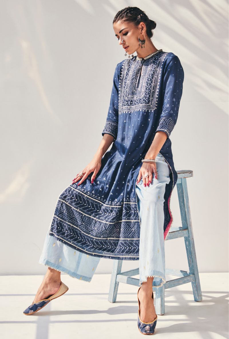 Blue Fiza Yolk Kurta Set
